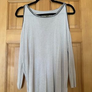 La Rok 90s Vintage Beaded Cold Shoulder Top